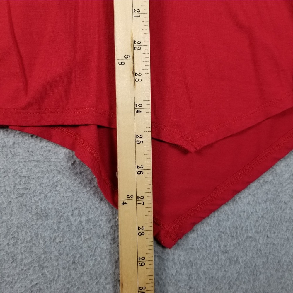 Adrianna Papell Tunic Top Women's XL Red Sharkbite Hem V-Neck 3/4 Sleeves Flowy - Picture 11 of 11